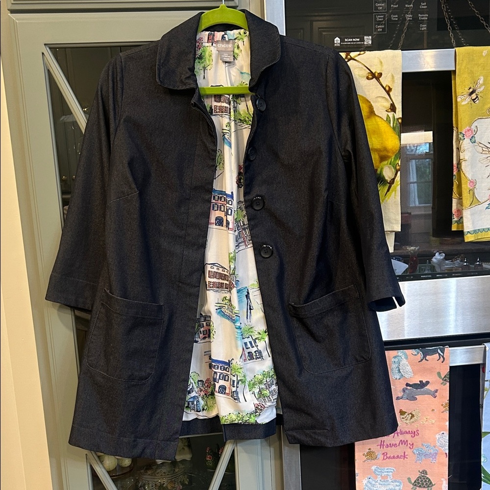 Chico's Dark Blue Swing Paris Trench Coat 2